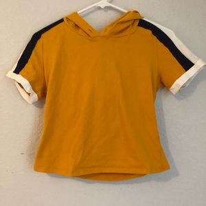 yellow hooded crop top